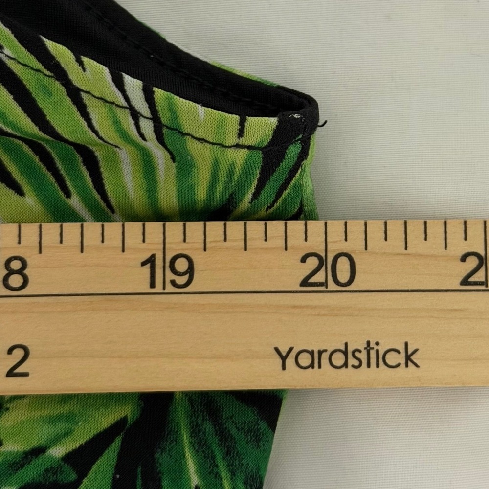 White House Black Market Tropical Palm Leaf Tassel Tie Sleeveless Blouse L Green - Picture 7 of 8